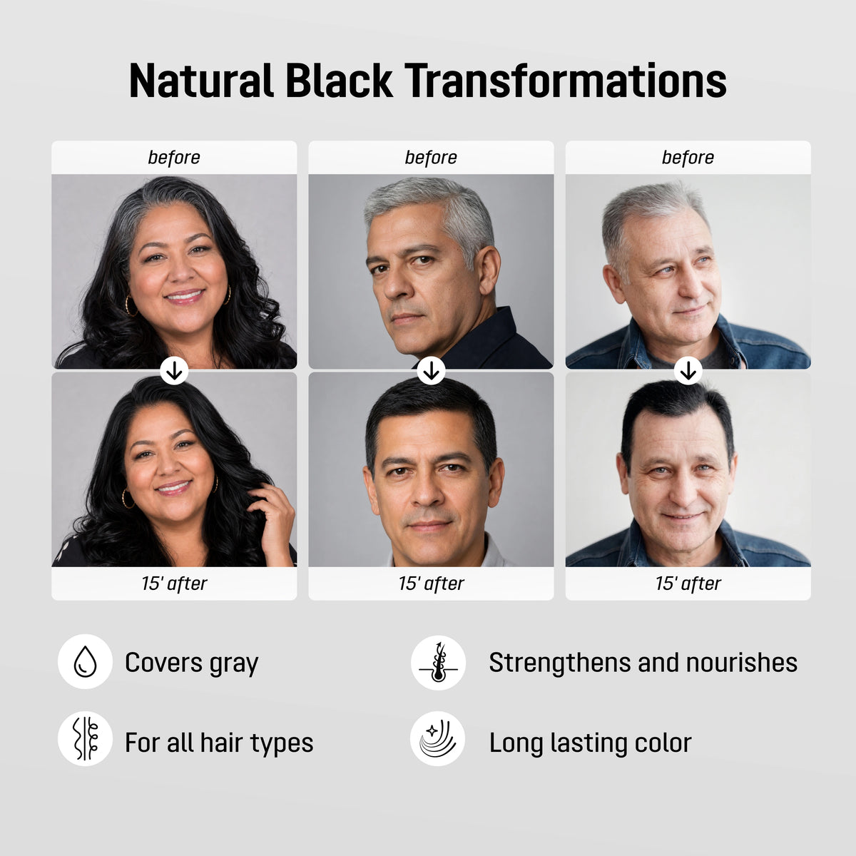 ABERA Instant Hair Dye Shampoo - 1 Bottle, Up to 20 Uses, Cover Gray Hair in 15 Minutes, For Men and Women