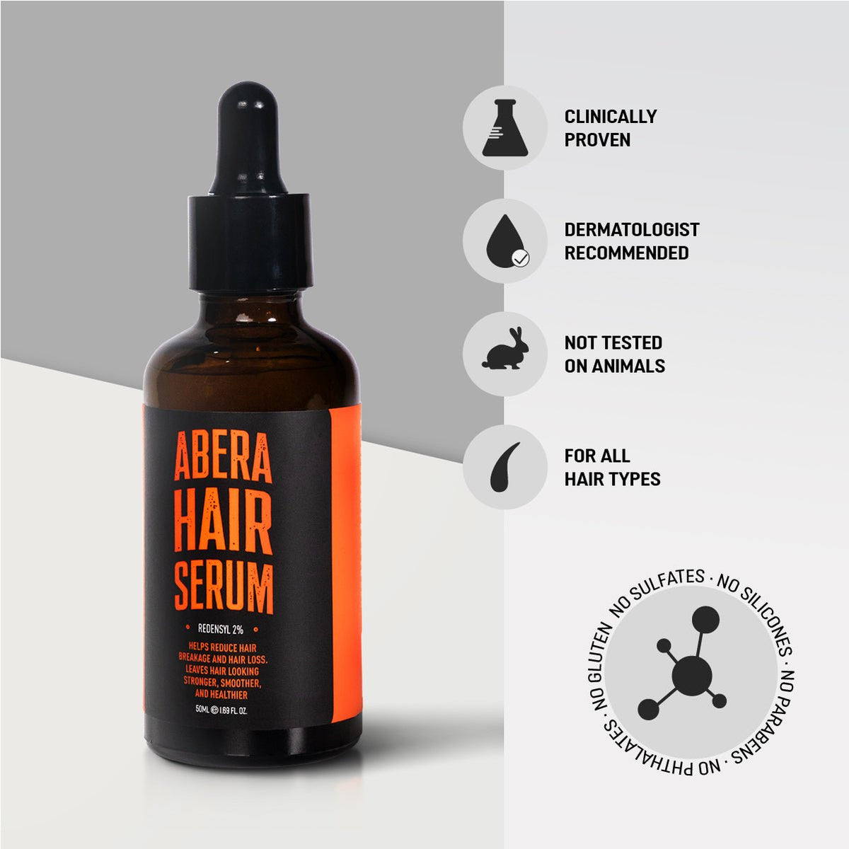 Abera Redensyl Hair Growth Serum Drug-Free Hair Thickening Serum - Abera
