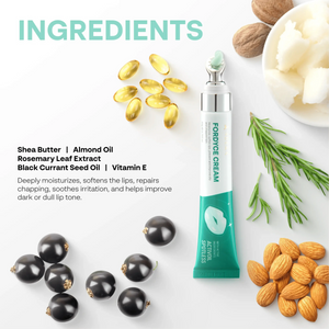 ABERA Fordyce Cream tube with ingredients shea butter, almond oil, rosemary, black currant seed oil and vitamin E